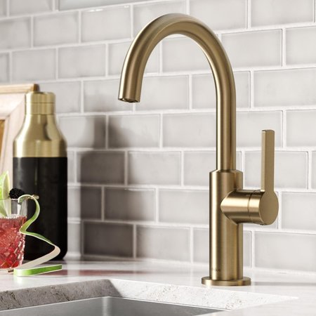 DANIEL KRAUS Kraus Oletto Single Handle Kitchen Bar Faucet, Antique Champagne KPF-2822SFACB